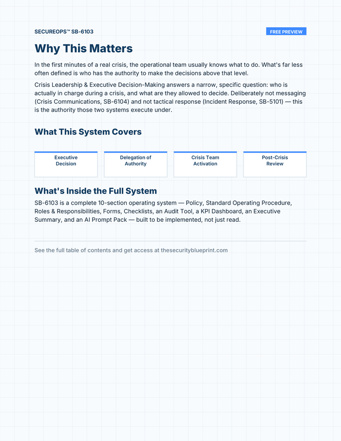Crisis Leadership & Executive Decision-Making preview PDF — Overview section