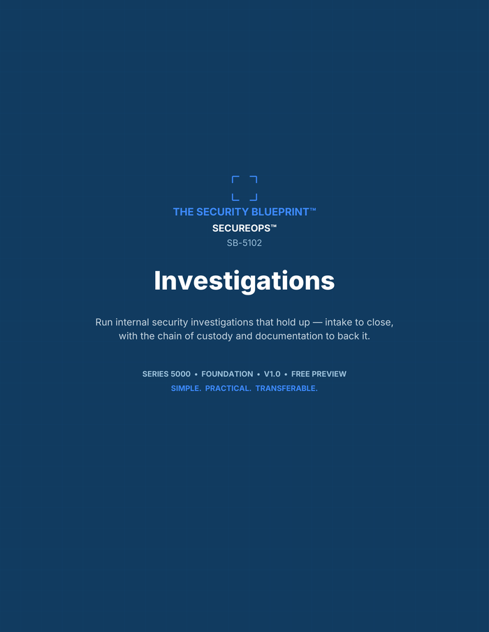 Investigations preview PDF — cover page