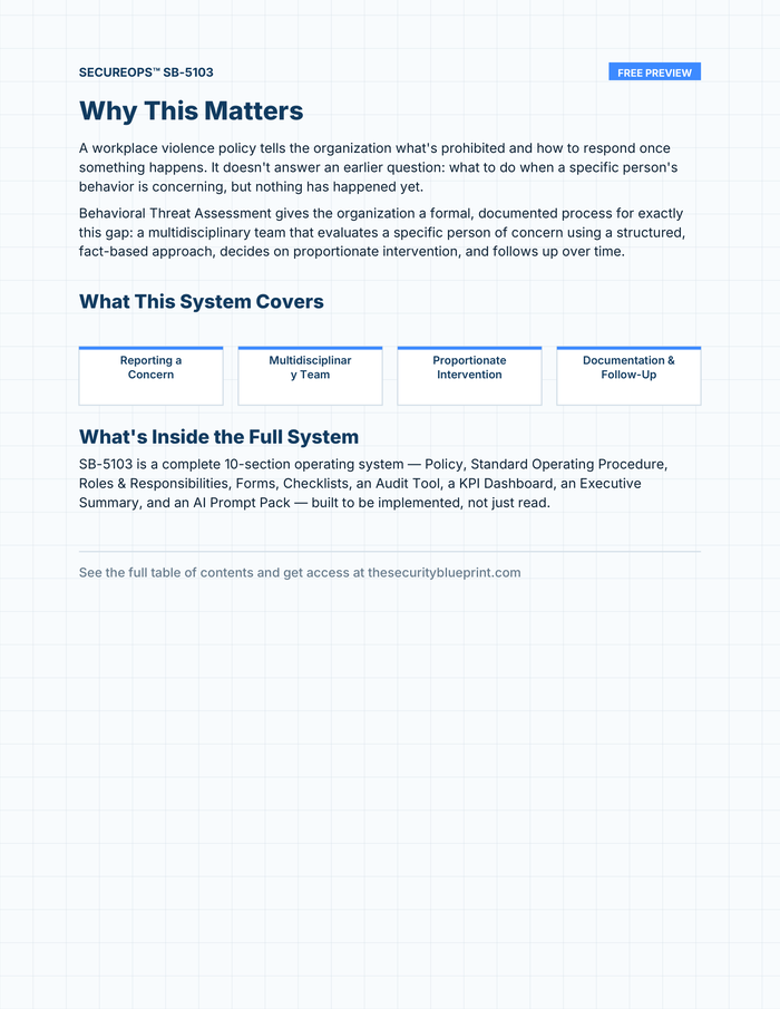 Behavioral Threat Assessment preview PDF — Overview section