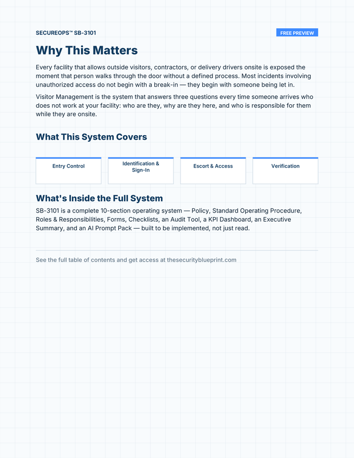 Visitor Management preview PDF — Overview section